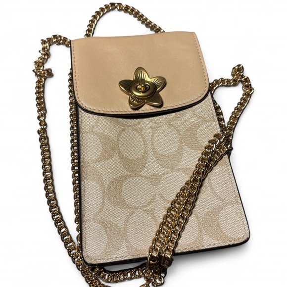 Coach Phone/Cardholder in Signature Canvas Light Khaki/Beechwood - Picture 2 of 8